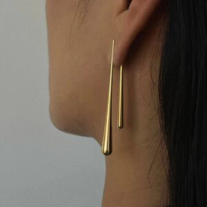 Asymmetric Gold Water-drop Earrings, Fashionable And Versatile
