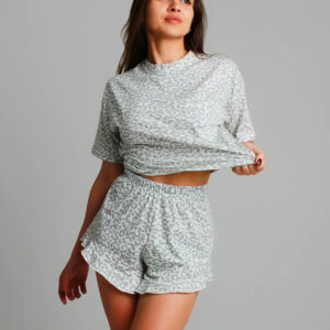 Women's Short-Sleeve Short-Shorts Sleepwear Set For Foreign Trade