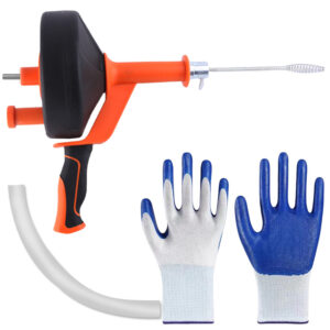 2-in-1 Hand & Electric Power Drum Auger Snake, Heavy-Duty 25FT Drain Cleaner For Sink, Toilet, Shower, Bathtub, Orange