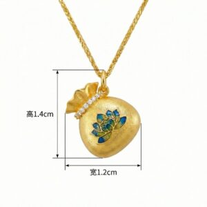925 Sterling Silver Elegant Fortune Pouch Necklace Featuring Vibrant Floral Enamel and Shimmering Accents