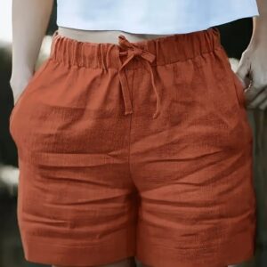 Women's High-Waist Casual Shorts With Elastic Drawstring Waistband