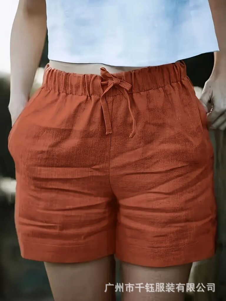 Women's High-Waist Casual Shorts With Elastic Drawstring Waistband