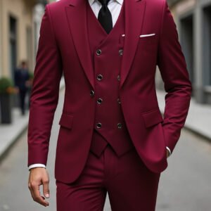 Double-breasted Suit Set Mens Three-piece Business Suit