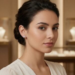 925 Sterling Silver Elegant Marquise Cut Floral Stud Earrings in Polished Silver Finish