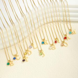 Women's Initials Birthstone Necklace Fashion
