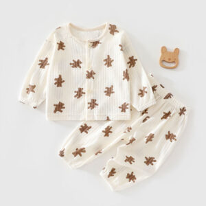Cute Long-sleeve Cotton Set For Babies And Toddlers