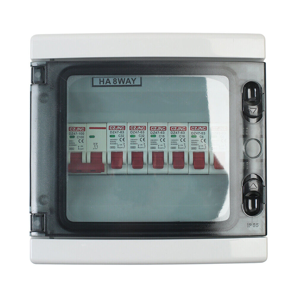 8 Way Weatherproof Garage Shed Consumer Fuse Box Mains 6 MCB Unit - Image 8