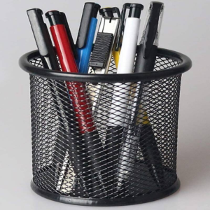 12 Pack Black Metal Mesh Pen Holder For Desk Pen Pot & Pencil Pot Organiser, Durable Pen Holder For Desk With Industrial Design, Classroom For Teachers, Office & Home Storage For Pens,