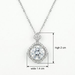 925 Sterling Silver Sparkling Round Brilliant Cut Diamond Halo Pendant Necklace in Sterling Silver