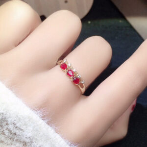 Womens Simulated Colorful Ruby Open End Ring