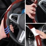 Carbon Fiber Steering Wheel Cover - Three-piece Snap-on Steering Wheel Cover -red