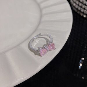 1PCS Ins Style Silver Zircon Ring For Women, Light Luxury Minimalist Design, Adjustable Open Band, Versatile Elegant Jewelry