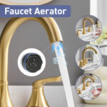 Bathroom Stainless Steel Faucets For Sink 3 Hole Brushed Gold 8 Inch Widespread Bathroom Sink Faucet Double Lever Handle Faucet Bathroom Vanity Faucet Basin Mixer Tap Faucet With Pop-Up Drain