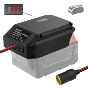 Universal 18V Power Tool Battery To Cigarette Lighter Adapter, DC Voltage Step-Down Converter & Regulator, Compatible With Makita, DeWalt, Milwaukee, Bosch, And More