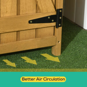 Outdoor Storage Cabinet Wooden Garden Shed Utility Tool Organizer With Waterproof Asphalt Rood, Lockable Doors, 3 Tier Shelves For Lawn, Backyard, Natural