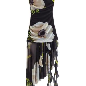 European And American Style Summer Womens New Silk Mesh Printed Tube Dress