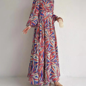 Women’s Ethnic Style High-Neck Long Fashionable And Elegant Robe Dress