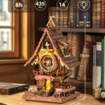 ROKR 3D Wooden Cuckoo Clock Puzzle, A Fun 3D Clock Puzzle Toy With LED Lights And Cuckoo Sounds, 435-piece Mechanical Wall Clock DIY Assembly Set, Suitable For Adults,LC901C