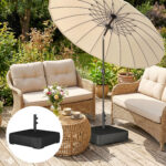 Garden Parasol Base 176 lbs Sand Filled Heavy Duty Stand for Cantilever Umbrellas and 1.9" Poles Black