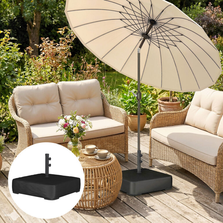 Garden Parasol Base 176 lbs Sand Filled Heavy Duty Stand for Cantilever Umbrellas and 1.9" Poles Black