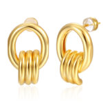 Copper-plated Niche Design 18k Gold-Colored Elegant Simple Instagram-Style Earrings