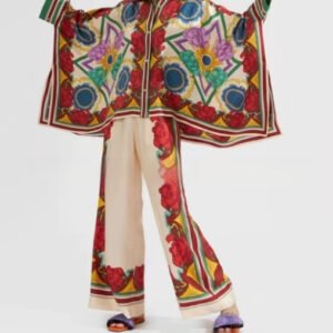 Women's New Fashionable Silky Satin Printed Set
