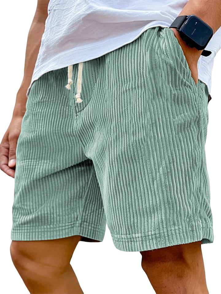 Men's Retro Embroidered Corduroy Fashionable Lace-up Casual Shorts - Image 4