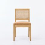 Farmhouse Rattan Dining Chairs Set Of 2, Mid Century Modern Kitchen & Dining Room Chairs, Cane Upholstered Kitchen Side Chair With Natural Hardwood Frame,Tan, SW1883TN