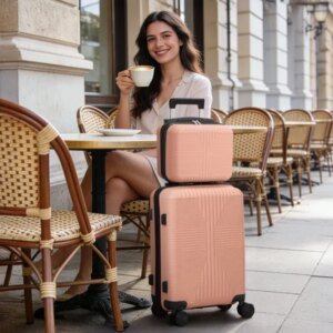 Non-TSA Customs Lock 2-in-1 PP Trolley Case, 12in/20in, PP, Pink