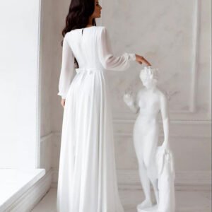 New Arrival Petite Train Deep V-Neck A-Line Wedding Dress