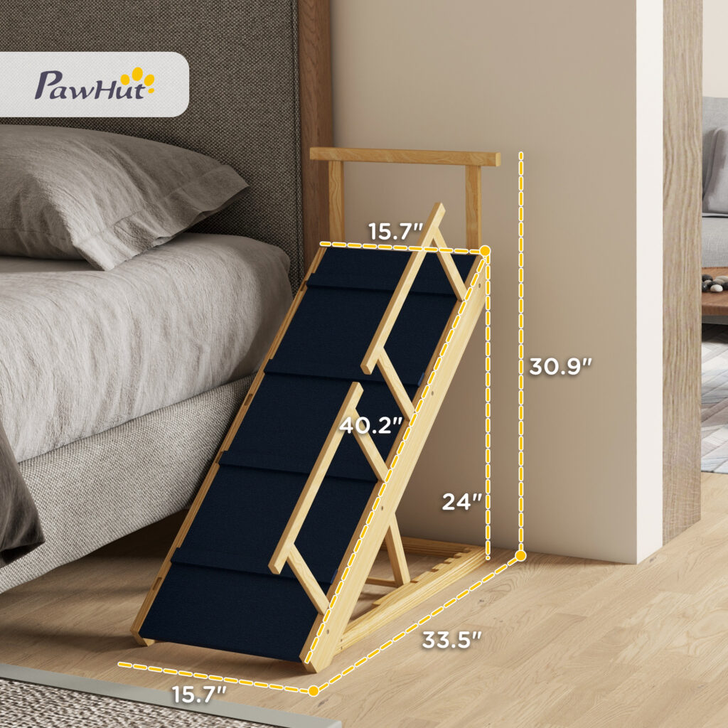 Adjustable Dog Ramp, Foldable Pet Ramp with Non Slip Surface for Bed and Sofa
