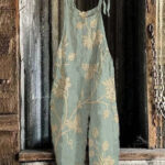 Vintage Print Wide Leg Women's Jumpsuit