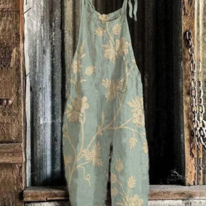 Vintage Print Wide Leg Women’s Jumpsuit
