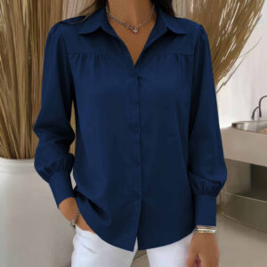 Women's Solid Color Casual Lantern Sleeve Shirt