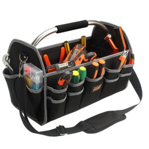 16 Inch Heavy Duty Electrician's Tool Bag Large Capacity Woodworking Handbag Toolbag Open Top Softsided Storage Organizer