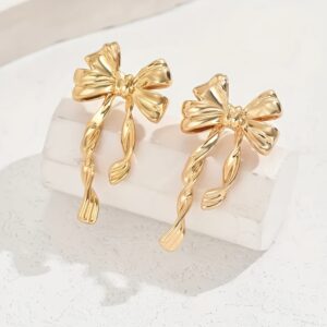 1 Pair Elegant Boho Style Bow Earrings For Women, Perfect For Daily Wear, Gatherings & Vacations, Ideal Thanksgiving Jewelry Gift