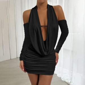 Fashionable Backless Long-Sleeve Dress For Women