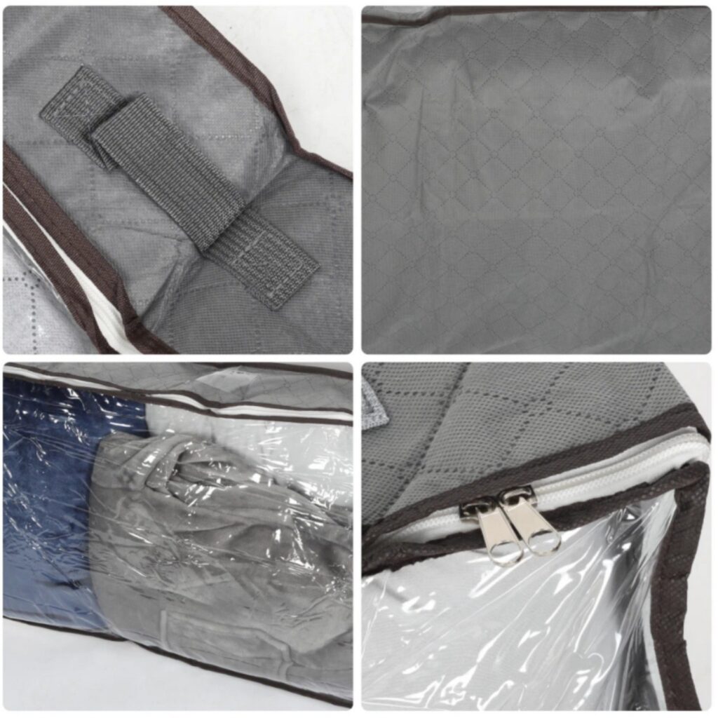 4PCS 90L Large Underbed Storage Bag Clothes Zipped Organizer Fabric Storage Bag