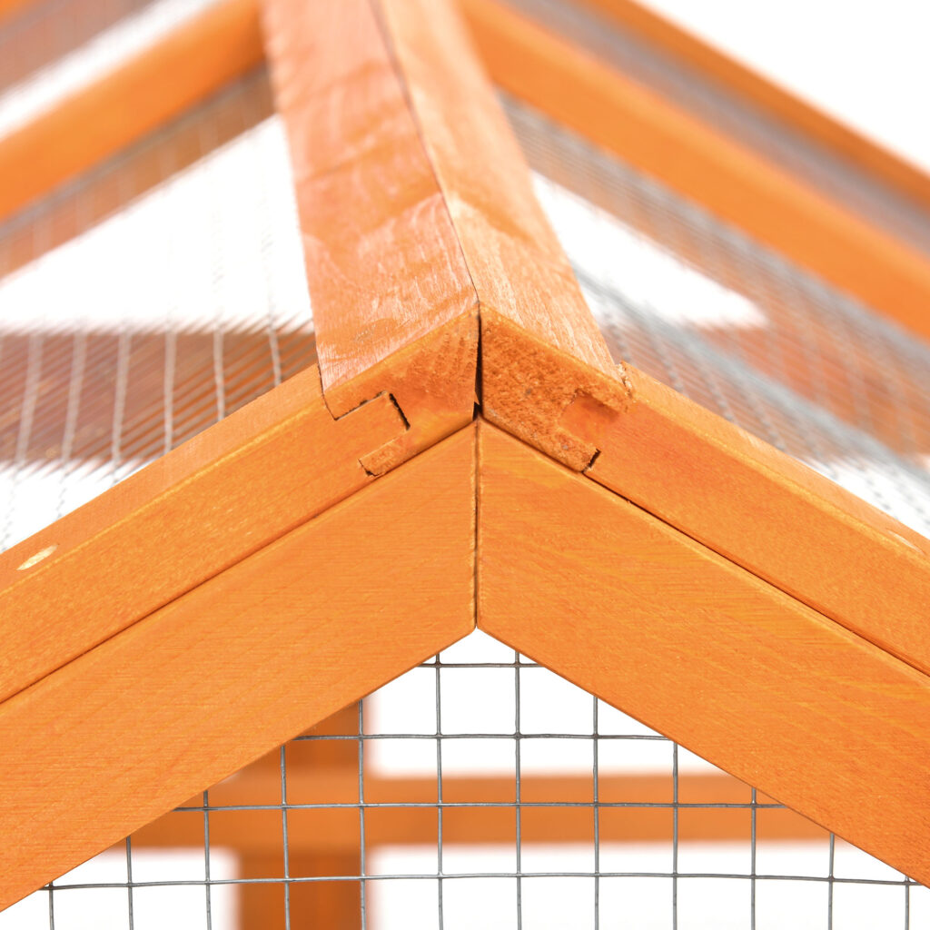 PawHut Chicken Run, Wooden Large Chicken Coop, Combinable Design With Perches & Doors For Outdoor, Backyard, Farm, 4.6' X 2.8', Orange