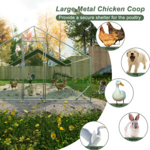 Large Metal Chicken Coop, Walk-in Chicken Run,Galvanized Wire Poultry Chicken Hen Pen Cage, Rabbits Duck Cages With Waterproof And Anti-Ultraviolet Cover For Outside 10L X 20W X 6.56'H