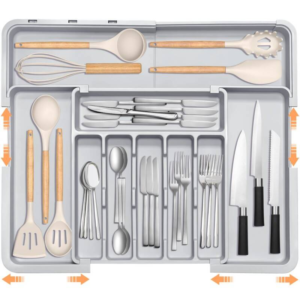 Adjustable 6-9 Compartment Kitchen Drawer Organiser For Large Capacity, Perfect Utensil Drawer Organiser, Cutlery Tray