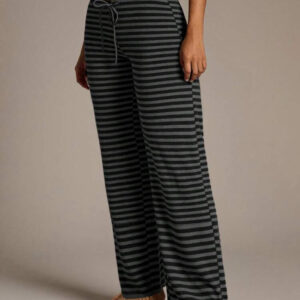 SpringSummer Womens Fashion Striped Casual All-Match Wide-Leg Flared Trousers