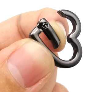 2pcs Spring Gate Heart Shape Ring Open Leather Bag Handbag Belt Strap Buckle Connecter Key Findings Pendant Snap Clip Trigger Hook