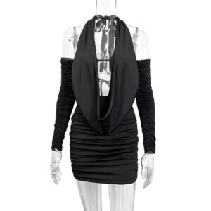 Fashionable Backless Long-Sleeve Dress For Women