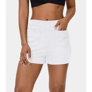 Urban-style Elegant Womens Clothing Polyester Patchwork Mid-rise Shorts For Women