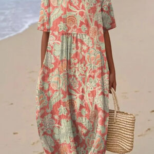 Women’s Crew-Neck Printed Casual Fashion Dress