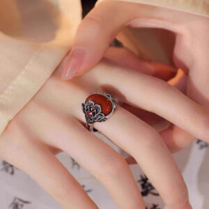 Niche Distressed Vintage Pomegranate Rose Ring