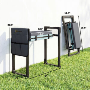 Garden Kneeler and Seat, Heavy Duty Foldable Gardening Stool with Thicker Soft Kneeling Pad, Extendable Steel Leg