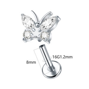Butterfly Whisper 1 Pair Of Women's Earrings, Butterfly Shaped Earrings, Stainless Steel Zircon Earrings With Flowers, Crystal Clusters Blooming