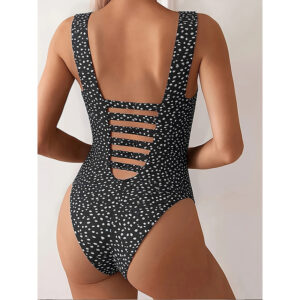 Strappy Printed Tummy-covering One-piece Swimsuit For Women